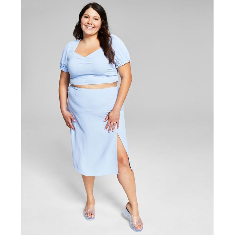 And Now This Now This Trendy Plus Size Side Slit Midi Skirt